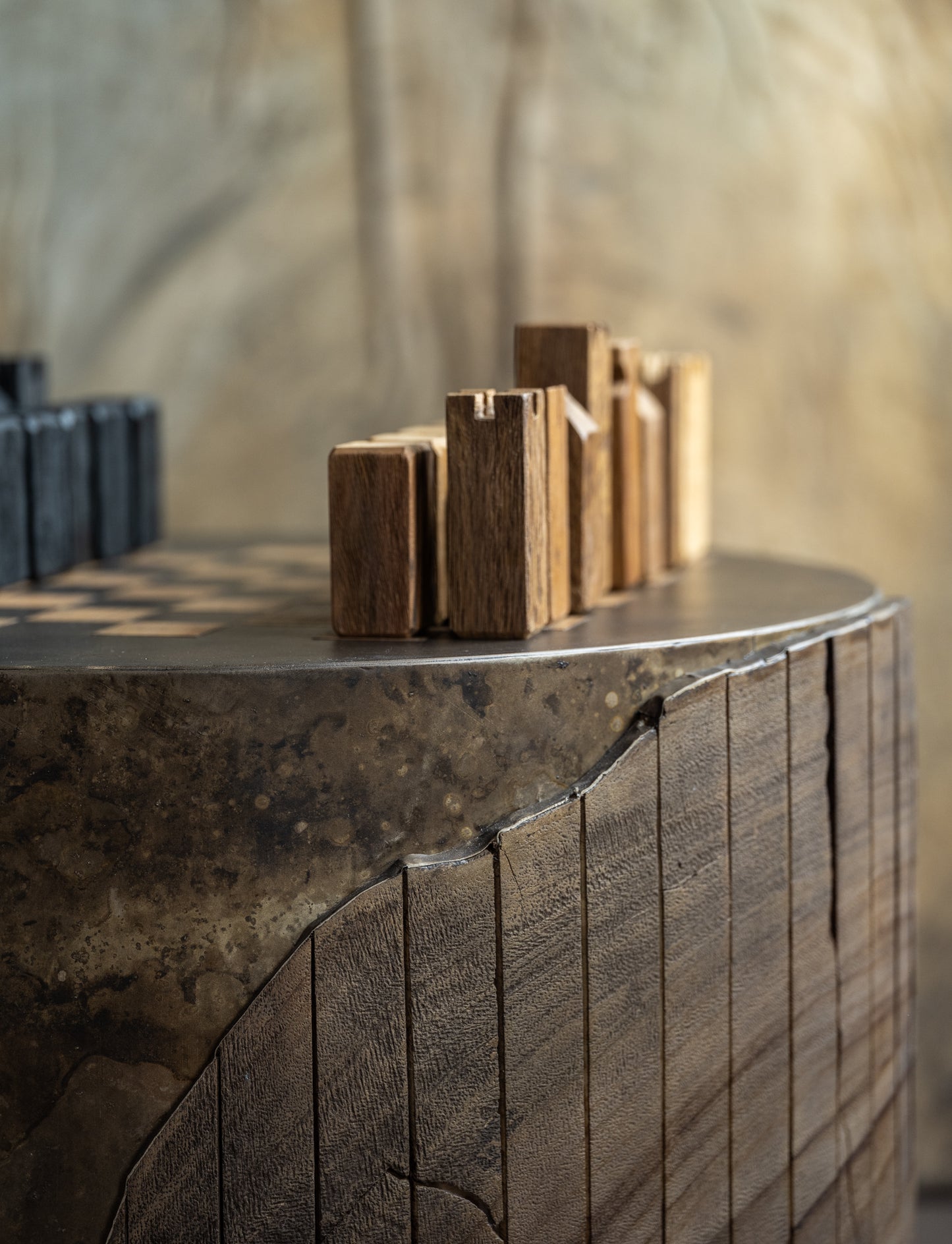 Tambour Chess Side Table