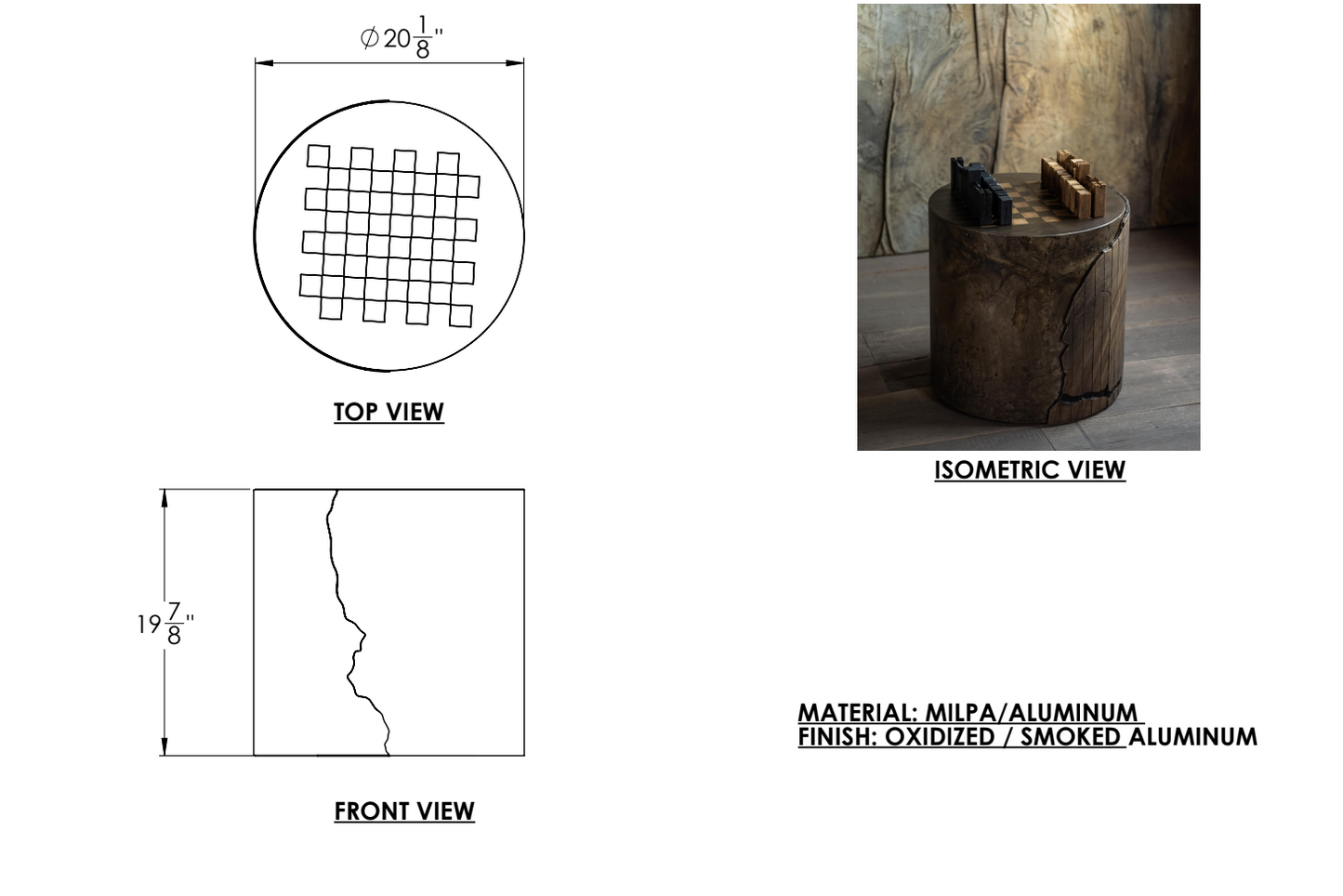 Tambour Chess Side Table